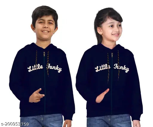 Pure cotton unisex kids embroidered hoodie - printed pattern, long sleeves, 2-3 years size