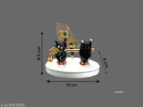Small black & white Krishna hand flute statue for car dashboard or office - Exquisite resin Indian God Idol