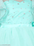 Sea green embellished net kids' party dress, size 1-2 years