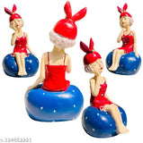 Stylish modern red girl figurine, handmade ceramic, outdoor home decor, garden sculpture