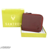 Brown faux leather men's wallet with coin pocket and zipper. Stylish design for modern and sophisticated use. Perfect gift or personal purchase