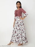 Printed crepe maxi dress for girls (6-15 years), rose floral design, round neck, high-quality, party wear