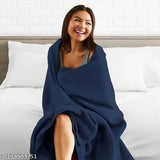 Blue single bed lightweight polar fleece blanket, 228 x 152 cm, by N G Products - Solid design for all-season use, ideal for mild winter