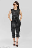 Women's floral crepe jumpsuit, extra-large size with sleeveless design, printed net pattern, perfect for college, dates, or business events. High-quality polycrepe fabric from Etraana