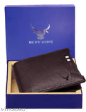 RFID-protected pure leather men's wallet, 5 compartments, solid design, India-made gift for men