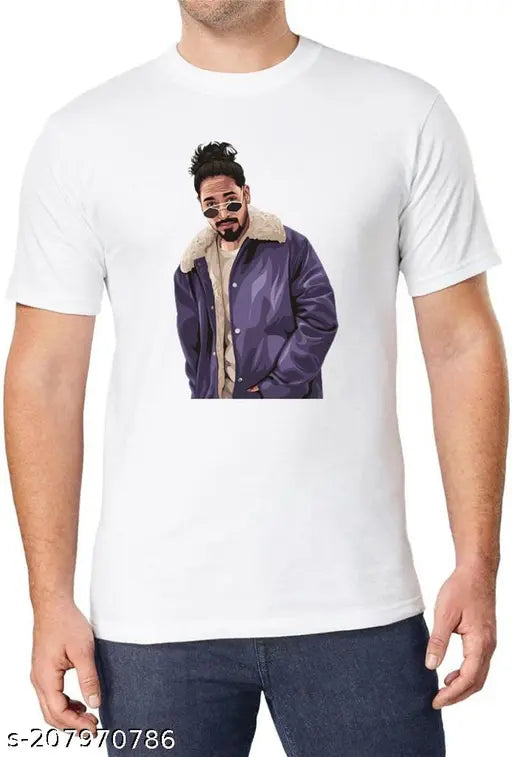 Polyester short-sleeve Emiway Bantai printed t-shirt, Indian origin