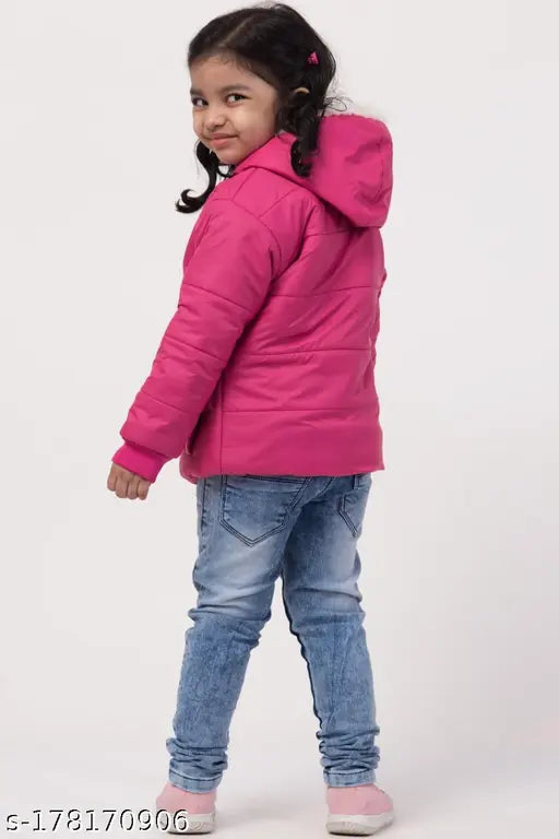 Pink and black girls coat with hood