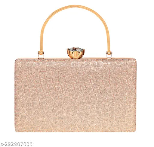 Gold snakeskin fabric clutch handbag