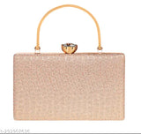 Gold snakeskin fabric clutch handbag