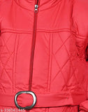 Red puffer jacket with zip closure