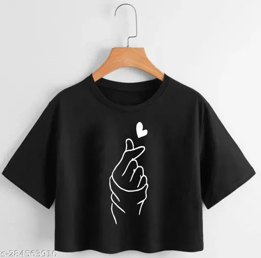 Cotton blend printed crop top for women with half sleeves, vibrant design for office, casual, daily wear