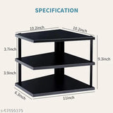 3-Tier Storage Rack for Corners, Multipurpose Kitchen Plate Dish Corner Shelf Rack Stand Holder Black Metal 1PC.