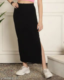 Black polyester party skirt for women, solid net, size M from India