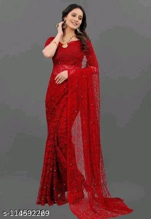 Fancy Rasal Net Saree, single piece in free size (5.5m saree, 0.8m blouse), Indian self-design net pattern