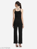 Modern polyester jumpsuit for women, sleeveless and solid pattern, available in sizes S-XL, India origin
