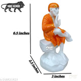 Orange Italian marble Saibaba statue, decorative home and office spiritual figurine (65 inches)