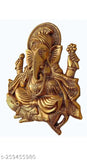 Gold metal Ganesh wall hanging idol, 27.94 cm tall for worship/Pooja/gifting, decorative showpiece