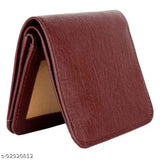 Brown faux leather men's wallet with 2 compartments, textured pattern for casual or formal use. Made in India
