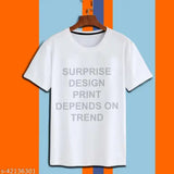 Classic polyester short-sleeve solid men's t-shirt, trendy designer fit. (Size S: 36in x 26in, M: 38in x 27in, L: 40in x 28in, XL: 42in x 29in, XXL: 44in x 30in) Made in India