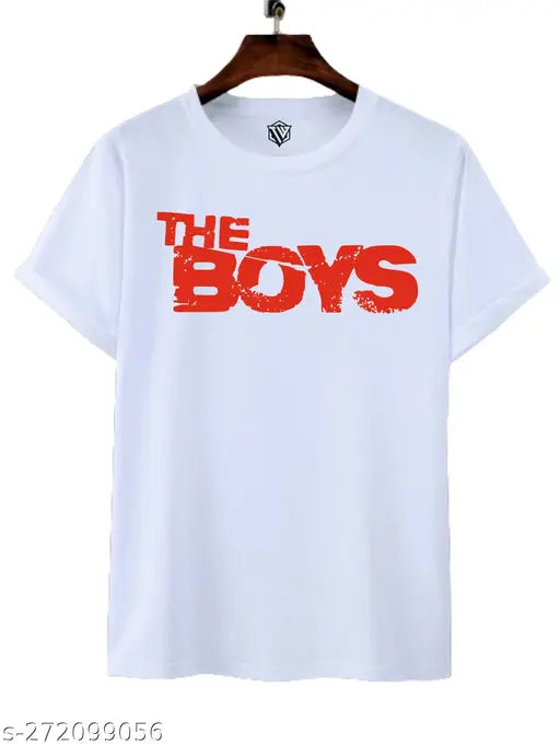 White poly blend short sleeve t-shirt with printed net pattern, available in sizes S-XL from India