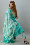 A lightweight aqua blue cotton dupatta set for all-day ease