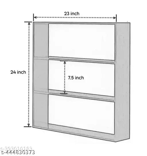 A wall-mounted kitchen rack made of wood, featuring a sliding door and multiple shelves