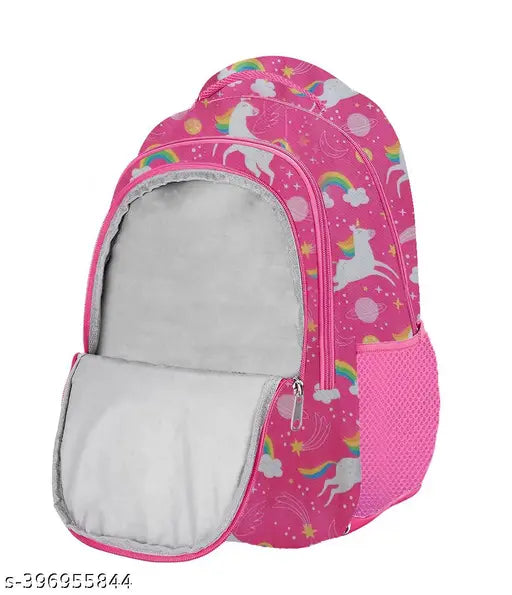 Frantic Polyester 26 L School Backpack With Pencil School Bag Class 1 to 8 Daypack(RR_Pink_Flying_Unicorn_2024_A)