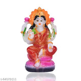 Multicolor Marble Lord Lakshmi Statue, Hindu Goddess of wealth and wisdom, handcrafted for Diwali decor or home/office display