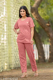 Peach and maroon polycotton nightdress for women and girls, soft material and short sleeves