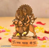 Metal Durga idol with lion, blessing wealth and health