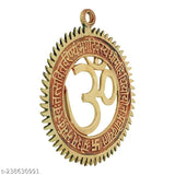 Metal Om Gaytri mantra wall hanging, brass and aluminum mix decor for home temples or puja rooms