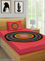 100% cotton Jaipuri-printed single bedsheet combo (2 bedsheets, 2 pillow covers), ideal for summer adult use