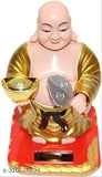 Golden plastic Laughing Buddha decor, waving & moving head, 7x8x12cm for home health wealth
