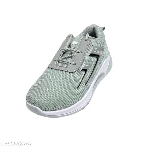 Grey athletic shoes with Velcro straps, suitable for both running and walking