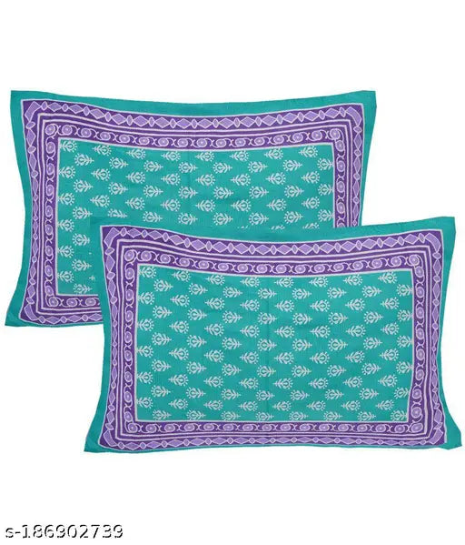 Pure cotton, printed double/queen bedsheet with 2 pillow covers, breathable & soft material, vibrant ethnic motifs, machine washable, cozy, chic, affordable luxury