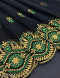 Embroidered super net sari with separate dupion silk blouse, Indian traditional attire