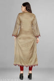 Silk, casual, women's long-sleeve pashmeena kurta with embroidered details