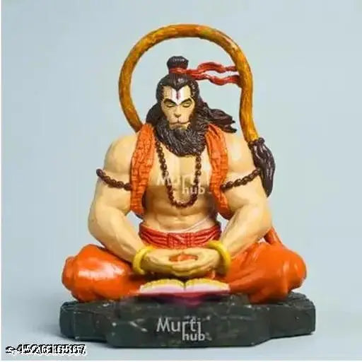 Multi-colored hand-painted Pavan Sut Hanuman ji figure for car dashboard, Indian folk art decor