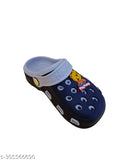 Comfortable blue children's clog with cartoon character and strap closure