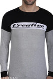 Round neck cotton blend T-shirt, long sleeves, printed pattern, comfortable and trendy men's t-shirt, made in India