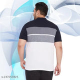 Multicolor striped cotton blend half-sleeve polo neck T-shirt for men, Wild West print on party wear round neck style