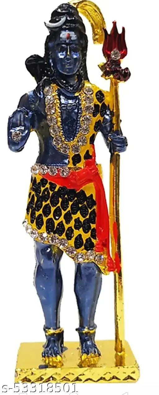 Blue metal Shiva idol (R112), 75 cm, religious home decor or office table showpiece for car dashboard