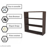 Brown kitchen cabinet with visible shelves and a closed door, easy to assemble stain resistant material