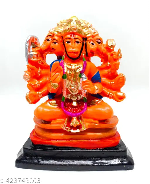 Panch mukhi Hanuman Ji blessing posture idol, religious statue for temple or home decor, handcrafted in India