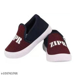 Maroon zipper front kids shoes, stylish and comfortable footwear with a clean, simple design