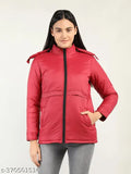 Solid red polyester jacket, long sleeves, XL (bust 38in, length 27in), winter style from Chkokko, India