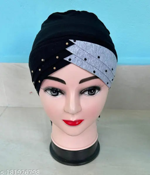 Black cotton tie-dye hijab cap underscarf