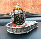 Poly resin Mahakaleshwar Murti mini statue for car dashboard, 2-pack Shiv Linga showpiece, 3D model of Baba Mahakaaleshwar