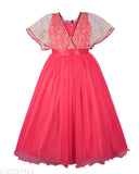 Red and white lace wedding dress with off-the-shoulder sleeves, long skirt