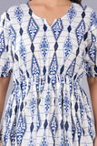 White and blue patterned women's kurta